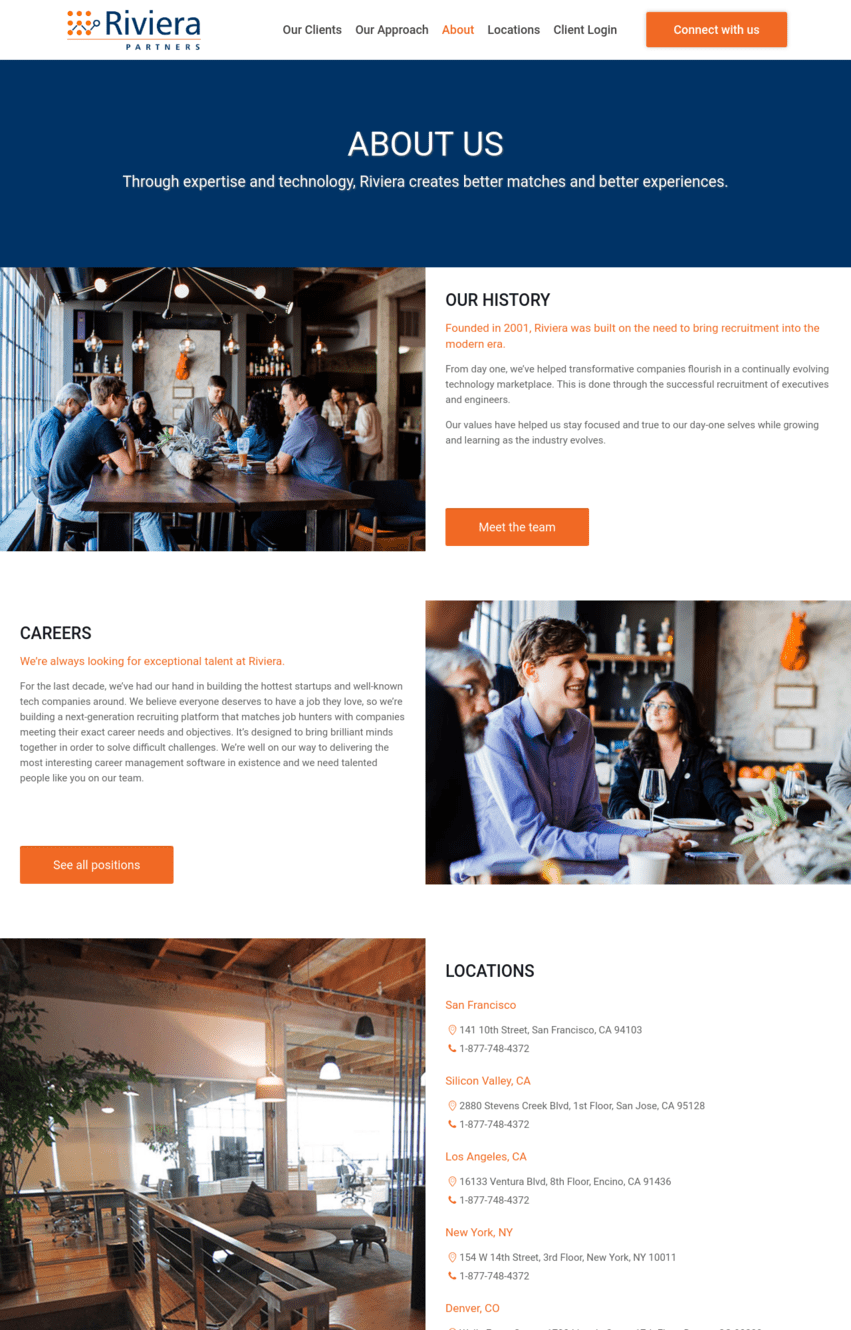 Riviera Partners website design layout